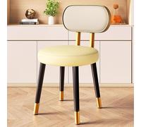 NMVAWIPT Tabourets De Salle À Manger Ronds Modernes Et Épurés, Chaise Rembourrée en Cuir avec Pieds Métal, Cuisine Patins Antidérapants(White 1,Gold Frame)