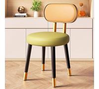 NMVAWIPT Tabourets De Salle À Manger Ronds Modernes Et Épurés, Chaise Rembourrée en Cuir avec Pieds Métal, Cuisine Patins Antidérapants(Green 2,Gold Frame)