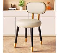 NMVAWIPT Tabourets De Salle À Manger Ronds Modernes Et Épurés, Chaise Rembourrée en Cuir avec Pieds Métal, Cuisine Patins Antidérapants(Gray 1,Gold Frame)