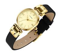NN BEN NEVIS Montre élégante et classique en cuir doré avec lecteur facile pour femme, 03-Noir-Or-P