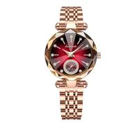 NN BEN NEVIS Montre pour femme avec bracelet en cuir élégant, tendance, analogique, cadran diamant créatif, cadeau de mariage, anniversaire de mariage, 05-Rouge-G, montre femme