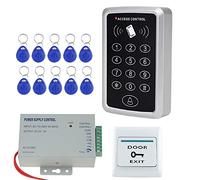 NN99 Lecteur de Cartes Clavier RFID avec système d'alimentation + Bouton de Sortie de Porte + 10pcs 125KHz Keyfobs No Electric Locks
