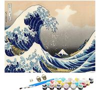 NNALEGS Peinture Par Numero Adulte Avec Cadre Paysage Japonais 40X50Cm Kit De Peinture Par Numero Enfant Vague Géante De Kanagawa Kit Peinture Acrylique Et Toile Par Numero Kits,E7