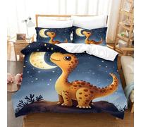 NNAWFJXG Dinosaure 3D Print Parure De 3 Pièces Housse De Couette Microfibre Dessin animé Housses De Couettes avec Fermeture Éclai avec Taies d'oreiller pour Adultes Et Enfants Single（140x200cm）
