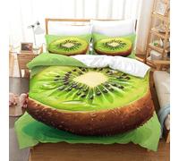 NNAWFJXG Kiwi Housse De Couette 3D Parure De Lit, Microfibre avec Fermeture À Glissière Et Taies D'oreiller3 Pièces Motif de Fruit Housses De Couettes pour Adultes Et Enfants Single（140x200cm）
