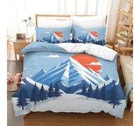 NNAWFJXG Montagne de Neige 3 Pièces Parure De Housse De Couette Et Taie d'oreiller 3D, Simplicité Housses De Couettes Microfibre pour Garçons Et Filles avec Fermeture Éclai Double(200x200cm)