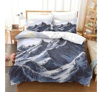 NNAWFJXG Montagne de Neige 3D Housse De Couette avec Taies d'oreiller, Parure De Lit Simplicité Housses De Couettes avec Fermeture Éclai Microfibre 3 Pièces pour Adultes Et Enfants King（220x240cm）