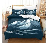 NNAWFJXG Montagne de Neige 3D Print Parure De 3 Pièces Housse De Couette Microfibre Simplicité Housses De Couettes avec Fermeture Éclai avec Taies d'oreiller pour Adultes Et Enfants King(220x240cm)