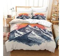 NNAWFJXG Montagne de Neige Housse De Couette Imprimé 3D Taie d'oreiller Parure De Lit Simplicité Housses De Couettes avec Fermeture Éclai Microfibre 3 Pièces pour Adultes Et Enfants King(220x240cm)