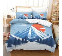 NNAWFJXG Montagne de Neige Housse De Couette Parure De Microfibre avec Taies d'oreiller,3D, pour Enfant Et Adulte Simplicité Housses De Couettes avec Fermeture Éclair 3 Pièces Single（140x200cm）