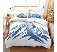 NNAWFJXG Montagne de Neige Housses De Couettes 3D,Microfibre Parure De 3 Pièces avec Fermeture Éclair Simplicité Housse De Couette Et Taies d'oreiller pour Adultes Et Enfants Single(140x200cm)