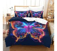 NNAWFJXG Papillon 3D Print Parure De 3 Pièces Housse De Couette Microfibre coloré Housses De Couettes avec Fermeture Éclai avec Taies d'oreiller pour Adultes Et Enfants Single（140x200cm）
