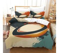 NNAWFJXG Rugby Housse De Couette 3D Ensembles,Parure De Lit Et Taies d'oreiller Sports Housses De Couettes 3 Pièces avec Fermeture Éclai Microfibre pour Adultes Et Enfants Single（140x200cm）