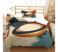 NNAWFJXG Rugby Housse De Couette 3D Parure De Lit, Microfibre avec Fermeture À Glissière Et Taies D'oreiller2 Pièces Sports Housses De Couettes pour Adultes Et Enfants Single（135x200cm）