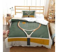 NNAWFJXG Tennis 2 Pièces Parure De Housse De Couette 3D Fermeture Éclair Cachée Sports Housses De Couettes avec Taies D'Oreillers Microfibre pour Adultes Et Enfants Single（135x200cm）