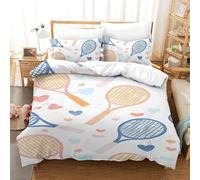NNAWFJXG Tennis Parure De Lit 3D Housse De Couette pour Garçon Et Adolescent Sports Housses De Couettes Microfibre 3 Pièces avec Fermeture Éclair avec Taies d'oreiller Super King（260x220cm）
