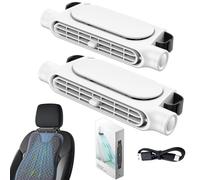 NNBWLMAEE 2025 New Car Seat Fan USB Plug-In, Car Interior Rear Pillow Car Fan, Headrest Auto Cooler, Rechargeable 3-Speed Adjustable, for Hot Weather Vehicles Long Journeys Truck (White,2pcs)