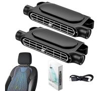 NNBWLMAEE 2025 New Car Seat Fan USB Plug-In, Car Interior Rear Pillow Car Fan, Headrest Auto Cooler, Rechargeable 3-Speed Adjustable, for Hot Weather Vehicles Long Journeys Truck (Black,2pcs)