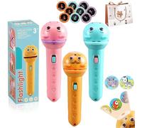 NNBWLMAEE 3 Slide Films Projection Torch Light Toy-24 Random Patterns, Multi-Pattern Educational Picture Learning Light Projector, 2026 New Torch Projector Flashlight for Kids, for Age 3+ Years (Mix)