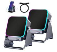 NNBWLMAEE 5-in-1 Wireless Induction Bluetooth Speaker with Adjustable Phone Stand, Stereo Sound | Colorful Light | 5000mAh Rechargeable, Induction Speaker for iphone and roid iPad (2-Black)