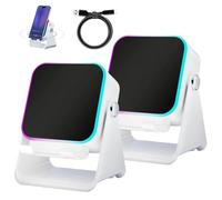 NNBWLMAEE 5-in-1 Wireless Induction Bluetooth Speaker with Adjustable Phone Stand, Stereo Sound | Colorful Light | 5000mAh Rechargeable, Induction Speaker for iphone and roid iPad (2-White)