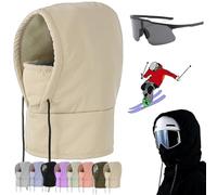NNBWLMAEE Agriculturi Waterproof Fleece-Lined Hood, Winter Windproof Full Cover, Cold-Proof Thickened Ski Mask, Hat Unisex (Beige)