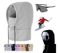 NNBWLMAEE Agriculturi Waterproof Fleece-Lined Hood, Winter Windproof Full Cover, Cold-Proof Thickened Ski Mask, Hat Unisex (Gray)