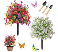 NNBWLMAEE Artificial Flowers Outdoor with Ground Stake, UV Resistant Realistic Morning Glory Bush Yard Stakes, 22" Realistic Artificial Flowers for Outdoors for Garden, Yard, Planter and Porch (H-1)
