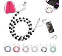 NNBWLMAEE Beaded Charging Cord 4 in 1, 4-in-1 Beaded Charging Cord&fast Charging Cable 66W, Colorful Anti-Tangle USB Cable, 3.3FT, for Most Devices Phone, Girls Women Use (D)