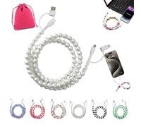NNBWLMAEE Beaded Charging Cord 4 in 1, 4-in-1 Beaded Charging Cord&fast Charging Cable 66W, Colorful Anti-Tangle USB Cable, 3.3FT, for Most Devices Phone, Girls Women Use (A)