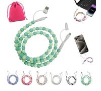 NNBWLMAEE Beaded Charging Cord 4 in 1, 4-in-1 Beaded Charging Cord&fast Charging Cable 66W, Colorful Anti-Tangle USB Cable, 3.3FT, for Most Devices Phone, Girls Women Use (F)