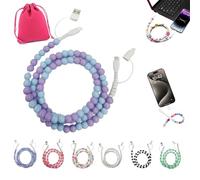 NNBWLMAEE Beaded Charging Cord 4 in 1, 4-in-1 Beaded Charging Cord&fast Charging Cable 66W, Colorful Anti-Tangle USB Cable, 3.3FT, for Most Devices Phone, Girls Women Use (E)