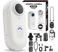 NNBWLMAEE Caméra POV 4k, 2026 Nouvelle Aventure corporelle Portable Ultra Grand Angle 170 °, caméra d'action 360 ° avec Audio, Vision Nocturne, pour vlog, plongée (Bianco,1080P)