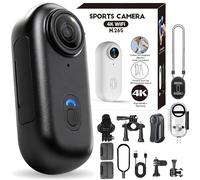 NNBWLMAEE Caméra POV 4k, 2026 Nouvelle Aventure corporelle Portable Ultra Grand Angle 170 °, caméra d'action 360 ° avec Audio, Vision Nocturne, pour vlog, plongée (Nero,1080P)