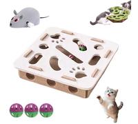 NNBWLMAEE Cat Puzzle Felt Maze Box Cats Toys, Felt Maze Game Box, Interactive Nail File Scratch with 3 Bell Balls, Cat Enrichment Toys, for Indoor Kitten Scratching Training Play Boredom (D,Square)