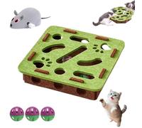 NNBWLMAEE Cat Puzzle Felt Maze Box Cats Toys, Felt Maze Game Box, Interactive Nail File Scratch with 3 Bell Balls, Cat Enrichment Toys, for Indoor Kitten Scratching Training Play Boredom (A,Square)