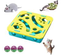 NNBWLMAEE Cat Puzzle Felt Maze Box Cats Toys, Felt Maze Game Box, Interactive Nail File Scratch with 3 Bell Balls, Cat Enrichment Toys, for Indoor Kitten Scratching Training Play Boredom (C,Square)