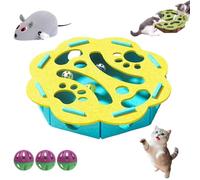 NNBWLMAEE Cat Puzzle Felt Maze Box Cats Toys, Felt Maze Game Box, Interactive Nail File Scratch with 3 Bell Balls, Cat Enrichment Toys, for Indoor Kitten Scratching Training Play Boredom (C,Round)