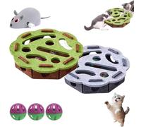 NNBWLMAEE Cat Puzzle Felt Maze Box Cats Toys, Felt Maze Game Box, Interactive Nail File Scratch with 3 Bell Balls, Cat Enrichment Toys, for Indoor Kitten Scratching Training Play Boredom (A+B,Round)