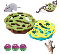 NNBWLMAEE Cat Puzzle Felt Maze Box Cats Toys, Felt Maze Game Box, Interactive Nail File Scratch with 3 Bell Balls, Cat Enrichment Toys, for Indoor Kitten Scratching Training Play Boredom (A+C,Round)