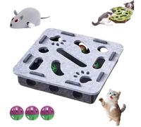 NNBWLMAEE Cat Puzzle Felt Maze Box Cats Toys, Felt Maze Game Box, Interactive Nail File Scratch with 3 Bell Balls, Cat Enrichment Toys, for Indoor Kitten Scratching Training Play Boredom (B,Square)