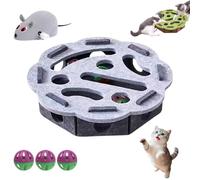 NNBWLMAEE Cat Puzzle Felt Maze Box Cats Toys, Felt Maze Game Box, Interactive Nail File Scratch with 3 Bell Balls, Cat Enrichment Toys, for Indoor Kitten Scratching Training Play Boredom (B,Round)
