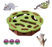 NNBWLMAEE Cat Puzzle Felt Maze Box Cats Toys, Felt Maze Game Box, Interactive Nail File Scratch with 3 Bell Balls, Cat Enrichment Toys, for Indoor Kitten Scratching Training Play Boredom (A,Round)