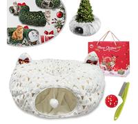 NNBWLMAEE Cat Tunnel Christmas Tree Skirt, Cat Christmas Tree, Cat Tunnel Bed Under Christmas Tree, Christmas Cat Tunnel, Cat Tunnel Bed, Suitable for Medium and Small Cats (White)