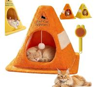 NNBWLMAEE Caution Bad Cat Bed, 2026 Funny Soft Fleece Cozy Zipper Pet House with Detachable Inner Padding, Funny Enclosed Cat Cave Bed with Warning Sign Design, for Cats Dogs (B,22 * 22 * 12.6in)