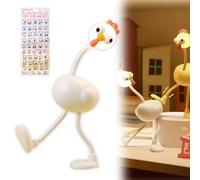 NNBWLMAEE Changeable Shape Funny Chicken Night Light, 2026 New Cute Chicken Night Lights, Funny 3 Level Adjustable DIY Shape Desk Lamp, for Bedroom Desktop Decor (White)