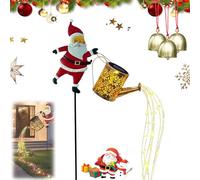 NNBWLMAEE Christmas Santa Solar Kettle Lights Garden Lawn Decorative Lights, Santa Kettle Ground Lamp, Hanging Metal Santas Watering Can LED Light, for Garden, Patio, Pathway Decor (Warm White)