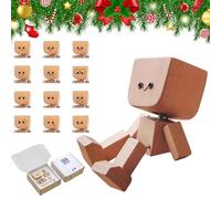 NNBWLMAEE Christmas Shaking Wooden Man Figurine with 12 Magnetic Expressions, Cute Santa Shaking Feet Wooden Doll, Handmade Xmas Decors, Car Dashboard Accessories for Friends (Style4)