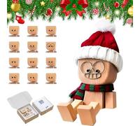 NNBWLMAEE Christmas Shaking Wooden Man Figurine with 12 Magnetic Expressions, Cute Santa Shaking Feet Wooden Doll, Handmade Xmas Decors, Car Dashboard Accessories for Friends (Style1)