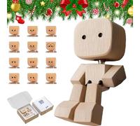 NNBWLMAEE Christmas Shaking Wooden Man Figurine with 12 Magnetic Expressions, Cute Santa Shaking Feet Wooden Doll, Handmade Xmas Decors, Car Dashboard Accessories for Friends (Style6)